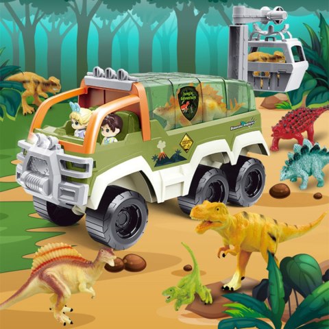 SAMOCHÓD Z DINOZAURAMI OTWIERANY DACH RUCHOMY KOSZ ŚWIATŁO DŹWIĘK FIGURKI SAMOCHÓD Z DINOZAURAMI OTWIERANY DACH RUCHOMY KOSZ ŚWIATŁO DŹWIĘK FIGURKI