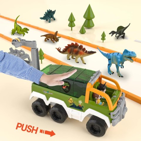 SAMOCHÓD Z DINOZAURAMI OTWIERANY DACH RUCHOMY KOSZ ŚWIATŁO DŹWIĘK FIGURKI SAMOCHÓD Z DINOZAURAMI OTWIERANY DACH RUCHOMY KOSZ ŚWIATŁO DŹWIĘK FIGURKI