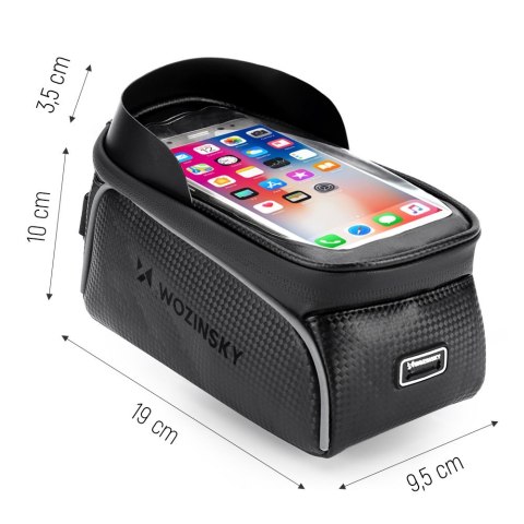 Torba rowerowa na ramę z etui na telefon 2 l czarna Torba rowerowa na ramę z etui na telefon 2 l czarna