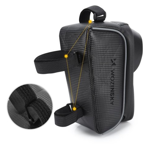 Torba rowerowa na ramę z etui na telefon 2 l czarna Torba rowerowa na ramę z etui na telefon 2 l czarna