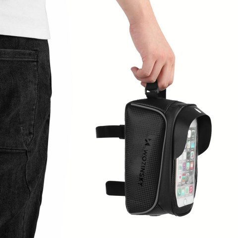 Torba rowerowa na ramę z etui na telefon 2 l czarna Torba rowerowa na ramę z etui na telefon 2 l czarna