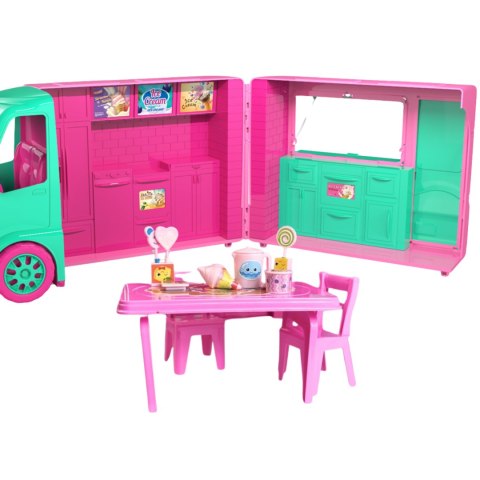 ZESTAW FOOD TRUCK CUKIERNIA LALKA STOLIK Z KRZESEŁKAMI SŁODYCZE ZESTAW FOOD TRUCK CUKIERNIA LALKA STOLIK Z KRZESEŁKAMI SŁODYCZE