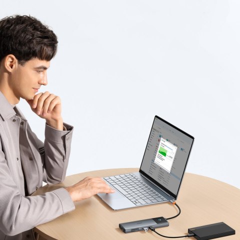 10w1 HUB Adapter USB-C do HDMI / USB-A / USB-C / RJ45 / SD / TF / USB-C PD szary 10w1 HUB Adapter USB-C do HDMI / USB-A / USB-C / RJ45 / SD / TF / USB-C PD szary