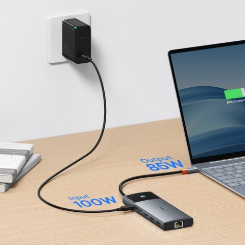 10w1 HUB Adapter USB-C do HDMI / USB-A / USB-C / RJ45 / SD / TF / USB-C PD szary 10w1 HUB Adapter USB-C do HDMI / USB-A / USB-C / RJ45 / SD / TF / USB-C PD szary
