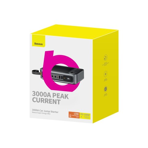 3w1 Powerbank USB USB-C Jump Starter rozruchowy do samochodu 3000A latarka czarny 3w1 Powerbank USB USB-C Jump Starter rozruchowy do samochodu 3000A latarka czarny