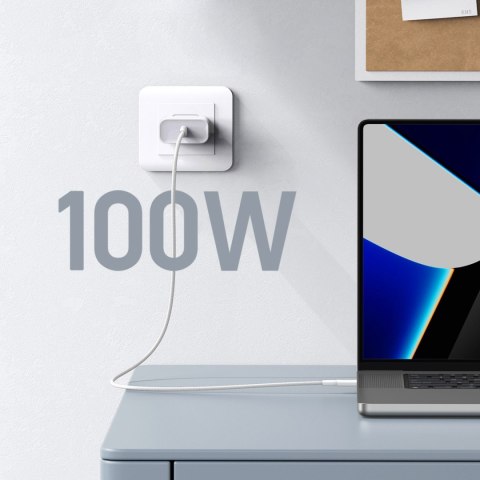 Kabel przewód USB-C 100W 5A PD 480Mbps 2m biały Kabel przewód USB-C 100W 5A PD 480Mbps 2m biały