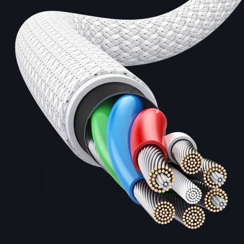 Kabel przewód USB-C 100W 5A PD 480Mbps 2m biały Kabel przewód USB-C 100W 5A PD 480Mbps 2m biały