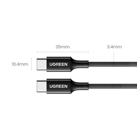 Kabel przewód USB-C w oplocie PD 100W 5A 480Mb/s 1m czarny Kabel przewód USB-C w oplocie PD 100W 5A 480Mb/s 1m czarny