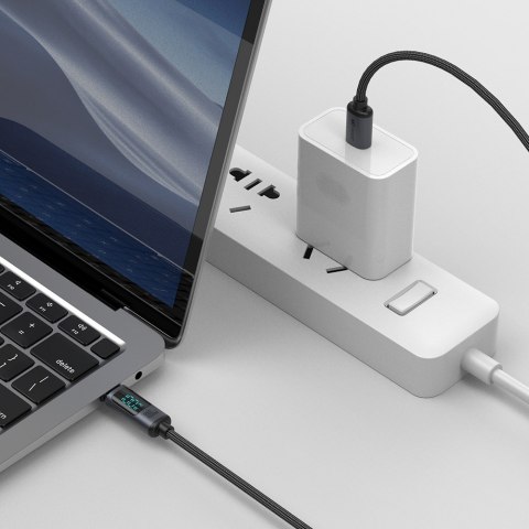 Kabel przewód USB-C z wyświetlaczem LED 100W 1.2m czarny Kabel przewód USB-C z wyświetlaczem LED 100W 1.2m czarny