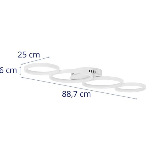 Lampa sufitowa nowoczesna LED z pilotem - 4 białe okręgi Lampa sufitowa nowoczesna LED z pilotem - 4 białe okręgi