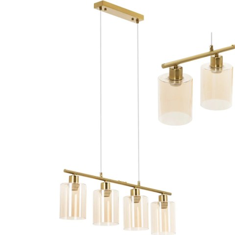 Lampa sufitowa wisząca złota 4 punktowa E27 - szklane klosze Lampa sufitowa wisząca złota 4 punktowa E27 - szklane klosze