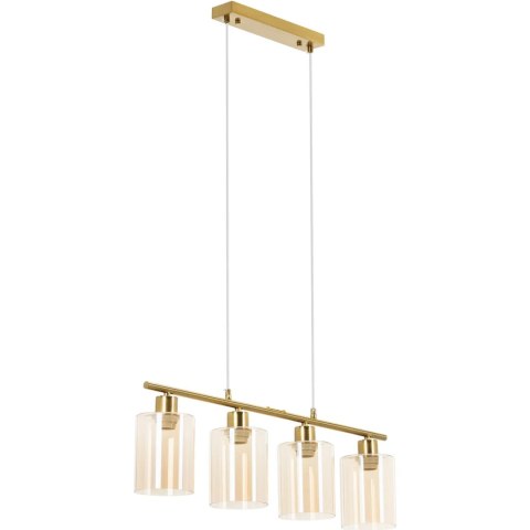 Lampa sufitowa wisząca złota 4 punktowa E27 - szklane klosze Lampa sufitowa wisząca złota 4 punktowa E27 - szklane klosze