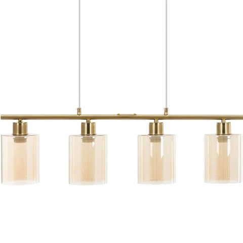 Lampa sufitowa wisząca złota 4 punktowa E27 - szklane klosze Lampa sufitowa wisząca złota 4 punktowa E27 - szklane klosze
