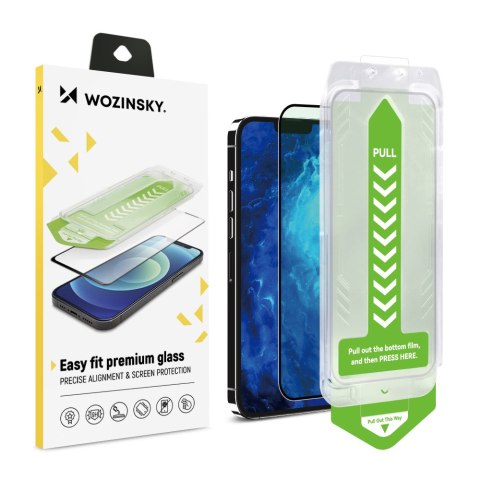 Szkło hartowane 9H na ekran do iPhone 15 Pro Premium Glass z ramką montażową czarne Szkło hartowane 9H na ekran do iPhone 15 Pro Premium Glass z ramką montażową czarne