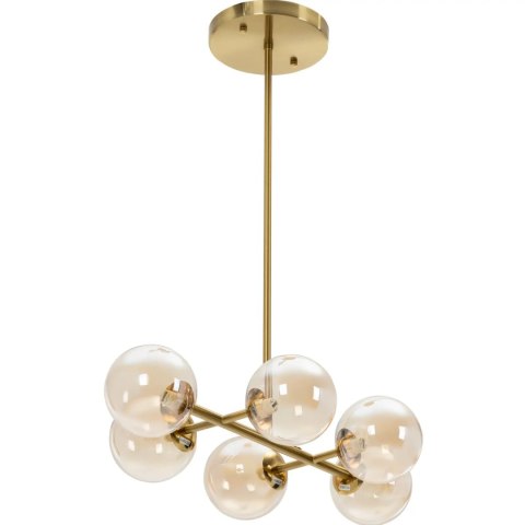 Lampa sufitowa wisząca złota 6 punktowa G9 - szklane kule Lampa sufitowa wisząca złota 6 punktowa G9 - szklane kule