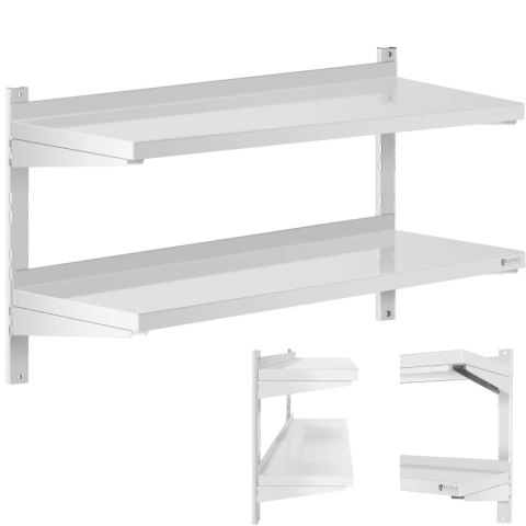 Półka ścienna wisząca gastronomiczna podwójna z regulacją STAL 100 x 40 cm Półka ścienna wisząca gastronomiczna podwójna z regulacją STAL 100 x 40 cm