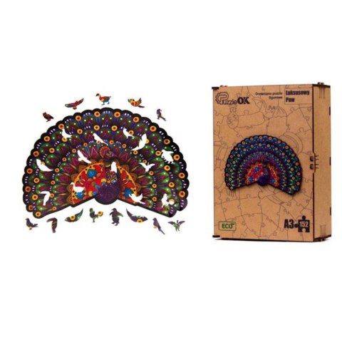 PUZZLE DREWNIANE UKŁADANKA LUKSUSOWY PAW KOLOROWY ZESTAW PUZZLI A3 PUZZLE DREWNIANE UKŁADANKA LUKSUSOWY PAW KOLOROWY ZESTAW PUZZLI A3