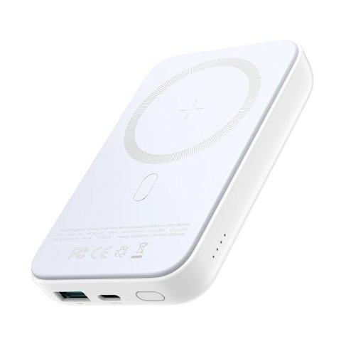 Mini Power Bank 10000mAh magnetyczny z ładowarką QC PD USB USB-C biały Mini Power Bank 10000mAh magnetyczny z ładowarką QC PD USB USB-C biały