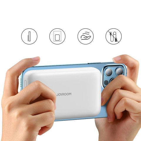 Mini Power Bank 10000mAh magnetyczny z ładowarką QC PD USB USB-C biały Mini Power Bank 10000mAh magnetyczny z ładowarką QC PD USB USB-C biały