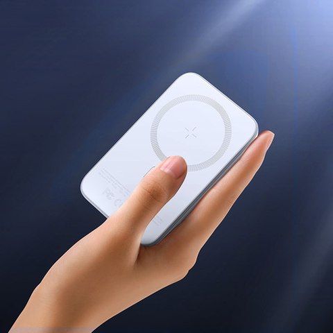 Mini Power Bank 10000mAh magnetyczny z ładowarką QC PD USB USB-C biały Mini Power Bank 10000mAh magnetyczny z ładowarką QC PD USB USB-C biały