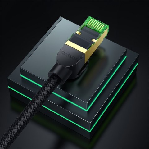 Szybki kabel sieciowy LAN RJ45 cat.8 40Gbps plecionka 15m czarny Szybki kabel sieciowy LAN RJ45 cat.8 40Gbps plecionka 15m czarny
