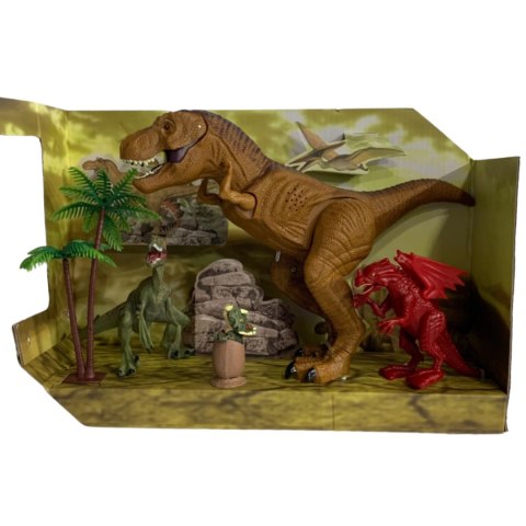 ZESTAW 4 FIGUREK DINOZAURÓW 2 DRZEWKA EFEKTY DŹWIĘKOWE I ŚWIETLNE ZESTAW 4 FIGUREK DINOZAURÓW 2 DRZEWKA EFEKTY DŹWIĘKOWE I ŚWIETLNE