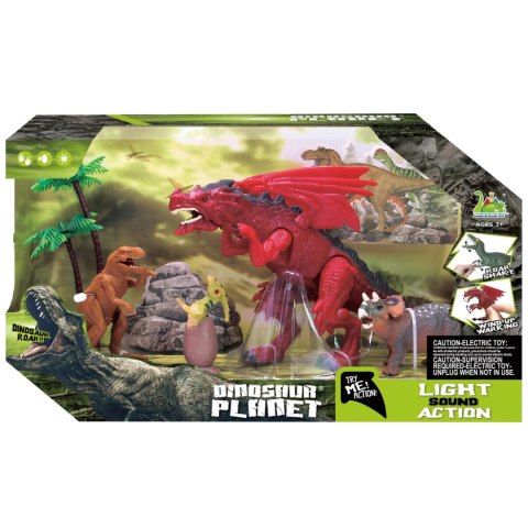 ZESTAW FIGUREK 4 DINOZAURY 2 DRZEWKA EFEKTY DŹWIĘKOWE I ŚWIETLNE ZESTAW FIGUREK 4 DINOZAURY 2 DRZEWKA EFEKTY DŹWIĘKOWE I ŚWIETLNE