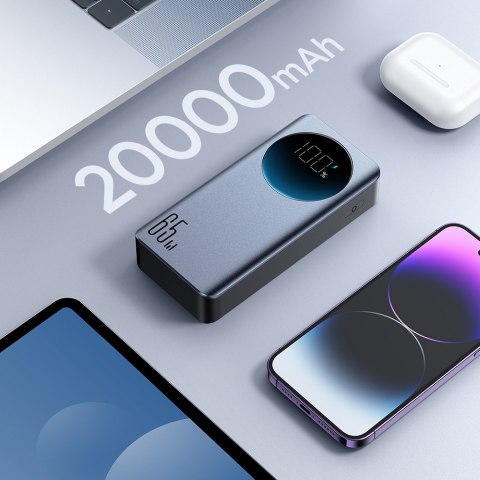 Cyfrowy powerbank 20000mAH 65W 3A USB USB-C czarny Cyfrowy powerbank 20000mAH 65W 3A USB USB-C czarny
