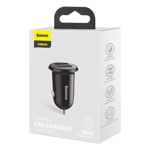 Ładowarka samochodowa Grain PRO 2x USB 4.8A czarny Ładowarka samochodowa Grain PRO 2x USB 4.8A czarny