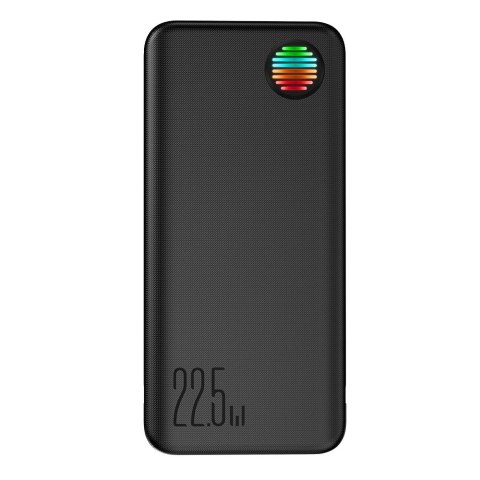 Powerbank z latarką 22.5W 10000mAh i wbudowanymi kablami USB-C i Lightning czarny Powerbank z latarką 22.5W 10000mAh i wbudowanymi kablami USB-C i Lightning czarny