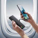 Powerbank z latarką 22.5W 10000mAh i wbudowanymi kablami USB-C i Lightning czarny