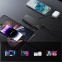 Powerbank z latarką 22.5W 10000mAh i wbudowanymi kablami USB-C i Lightning czarny