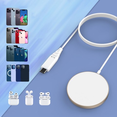 Ładowarka magnetyczna bezprzewodowa 15W MagSafe do iPhone 12/13/14 złota Ładowarka magnetyczna bezprzewodowa 15W MagSafe do iPhone 12/13/14 złota