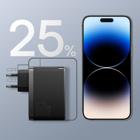 Ładowarka sieciowa PRO 160W GaN GaN5 2x USB-C / USB-A + kabel USB-C czarny Ładowarka sieciowa PRO 160W GaN GaN5 2x USB-C / USB-A + kabel USB-C czarny