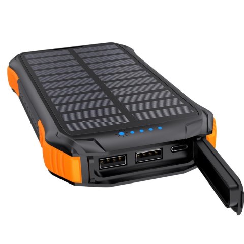 Powerbank solarny 10000mAh z ładowarką indukcyjną Qi 5W pomarańczowy Powerbank solarny 10000mAh z ładowarką indukcyjną Qi 5W pomarańczowy