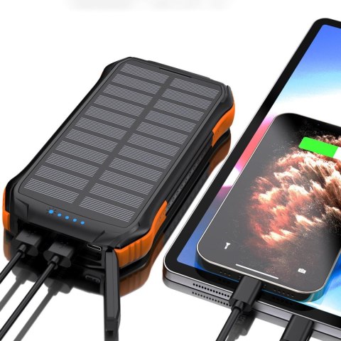 Powerbank solarny 10000mAh z ładowarką indukcyjną Qi 5W pomarańczowy Powerbank solarny 10000mAh z ładowarką indukcyjną Qi 5W pomarańczowy