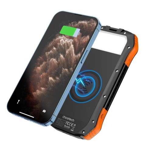 Powerbank solarny 10000mAh z ładowarką indukcyjną Qi 5W pomarańczowy Powerbank solarny 10000mAh z ładowarką indukcyjną Qi 5W pomarańczowy