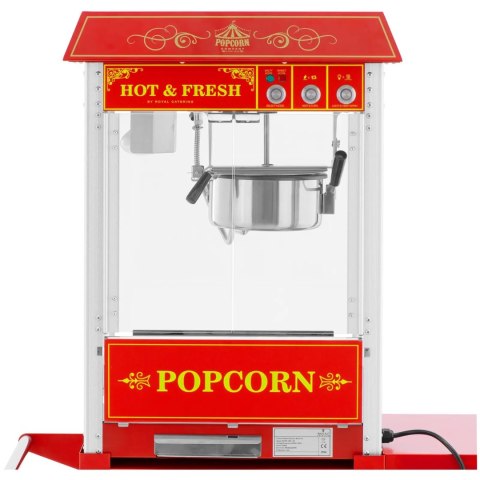 Profesjonalna maszyna do popcornu na wózku z oświetleniem RETRO 88 l 1600 W czerwona Profesjonalna maszyna do popcornu na wózku z oświetleniem RETRO 88 l 1600 W czerwona
