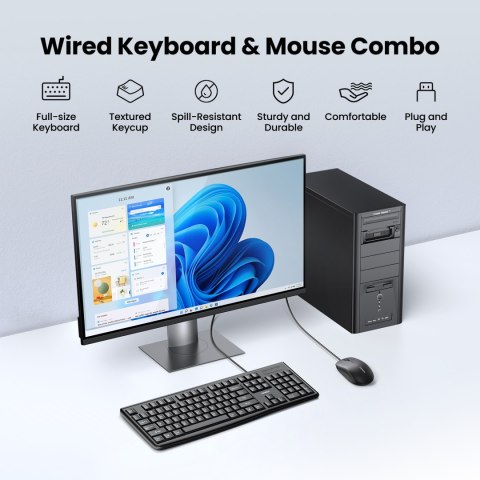ZESTAW Klawiatura 104 i myszka przewodowa USB czarna ZESTAW Klawiatura 104 i myszka przewodowa USB czarna
