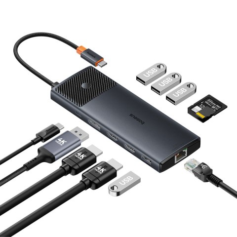 11w1 HUB Adapter USB-C USB-A / PD / HDMI / DP / RJ-45 / SD / TF czarny 11w1 HUB Adapter USB-C USB-A / PD / HDMI / DP / RJ-45 / SD / TF czarny