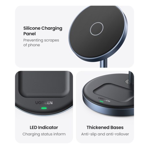 2w1 Stacja ładująca 20W i podstawka magnetyczna MagSafe Qi USB-C czarna 2w1 Stacja ładująca 20W i podstawka magnetyczna MagSafe Qi USB-C czarna