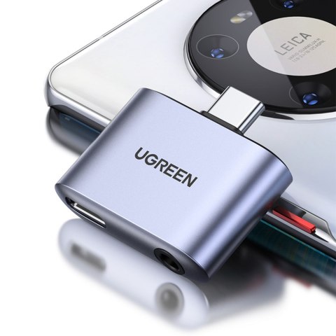 Adapter audio do słuchawek mikrofonu ładowania USB-C miniJack 3.5mm szary Adapter audio do słuchawek mikrofonu ładowania USB-C miniJack 3.5mm szary