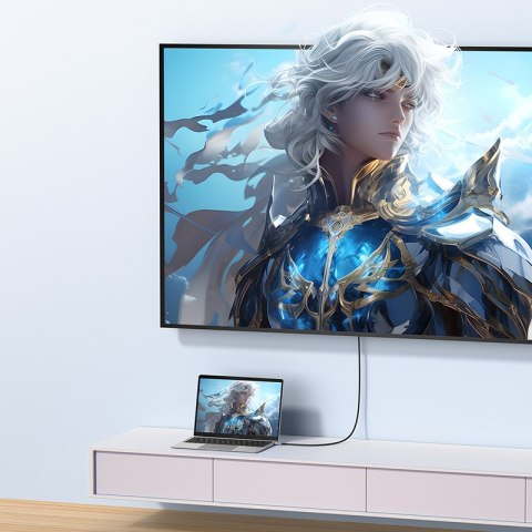 Kabel przewód USB-C - HDMI 8K 60Hz elastyczny wytrzymały 1.5m czarny Kabel przewód USB-C - HDMI 8K 60Hz elastyczny wytrzymały 1.5m czarny