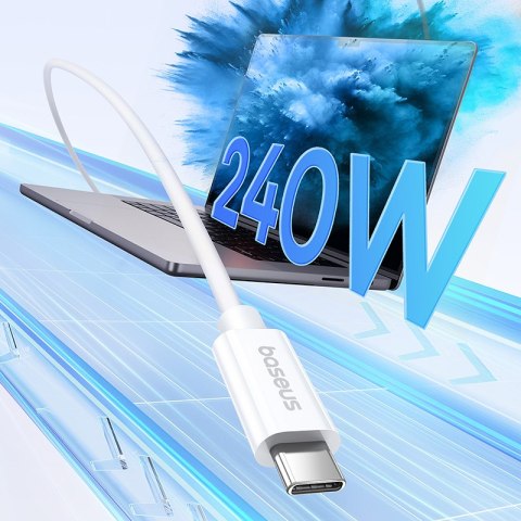 Kabel przewód USB-C - USB-C 240W PD 8K 60Hz 40Gb/s 1m biały Kabel przewód USB-C - USB-C 240W PD 8K 60Hz 40Gb/s 1m biały