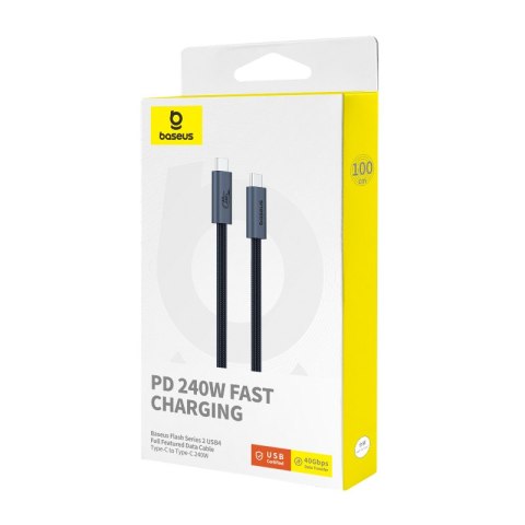 Kabel przewód USB-C - USB-C 240W PD 8K 60Hz 40Gb/s 1m czarny Kabel przewód USB-C - USB-C 240W PD 8K 60Hz 40Gb/s 1m czarny