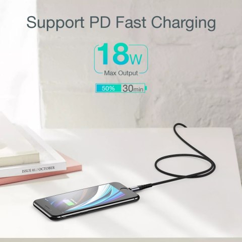 Kabel przewód do iPhone USB-C - Lightning MFi 480Mb/s 3A 3m czarny Kabel przewód do iPhone USB-C - Lightning MFi 480Mb/s 3A 3m czarny