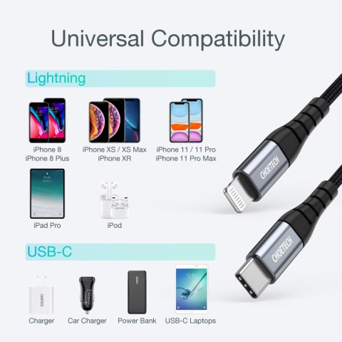 Kabel przewód do iPhone USB-C - Lightning MFi 480Mb/s 3A 3m czarny Kabel przewód do iPhone USB-C - Lightning MFi 480Mb/s 3A 3m czarny