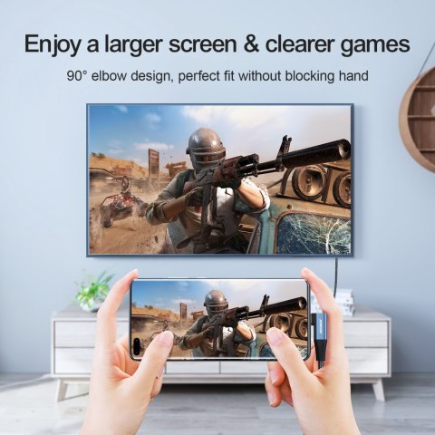 Kabel przewód kątowy USB-C - HDMI 4K 60Hz 2m szary Kabel przewód kątowy USB-C - HDMI 4K 60Hz 2m szary