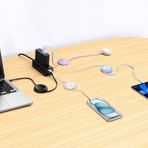 Kabel przewód wysuwany zwijany USB-C 100W Free2Draw Mini 1m biały Kabel przewód wysuwany zwijany USB-C 100W Free2Draw Mini 1m biały