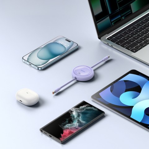 Kabel przewód wysuwany zwijany USB-C 100W Free2Draw Mini 1m fioletowy Kabel przewód wysuwany zwijany USB-C 100W Free2Draw Mini 1m fioletowy